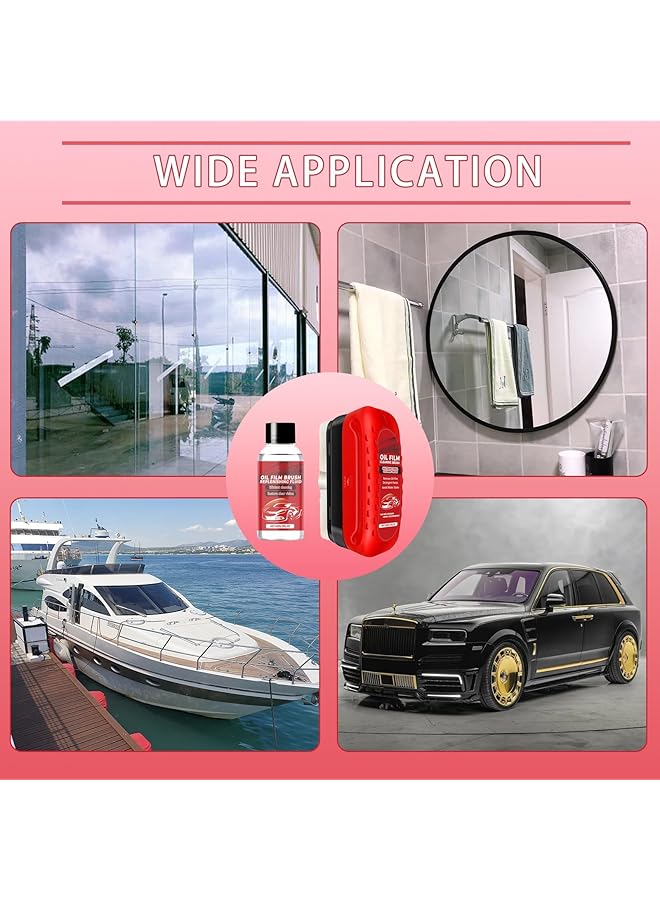 NALACAL Automotive Oil Film Cleaning Brush, Reusable One-Piece Automotive Oil Cleaning Brush, Rain And Fog Proof Glass Cleaning Board, Glass Coating For Windshield, 120Ml Capacity+60Ml Supplements - Image 3