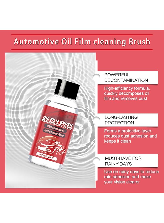 NALACAL Automotive Oil Film Cleaning Brush, Reusable One-Piece Automotive Oil Cleaning Brush, Rain And Fog Proof Glass Cleaning Board, Glass Coating For Windshield, 120Ml Capacity+60Ml Supplements - Image 5