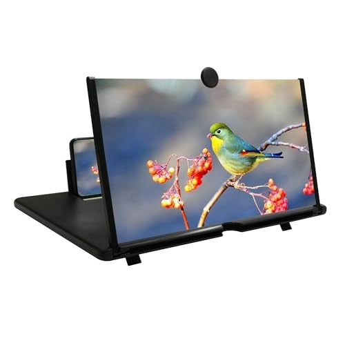 Ailenyun 16" Mobile Phone Screen Magnifier，3D HD Mobile Phone Magnifier Projector Screen for Movies, Videos, Foldable Phone Stand with Screen Amplifier，Supports All Smartphones (Black, 16 inches) - Image 1