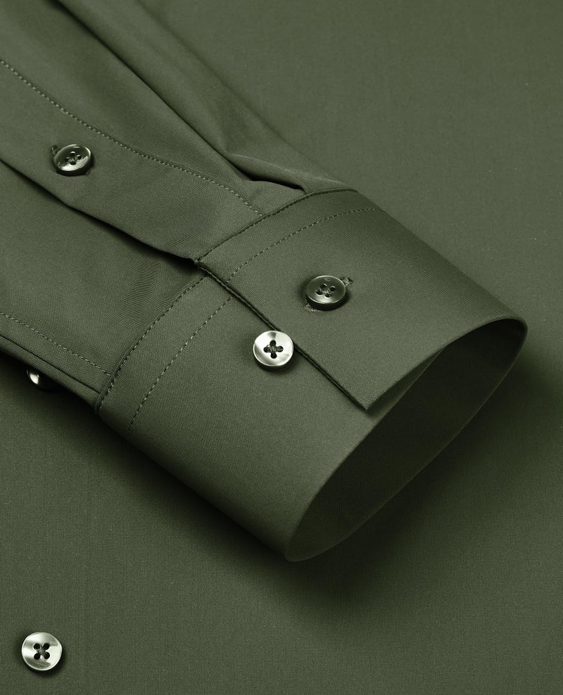 Lion Nardo Stretch Mens Dress Shirts Long Sleeve Slim Fit Dress Shirts for Men Muscle Fit Wrinkle Free Button Down Shirt Grass Green - Image 5