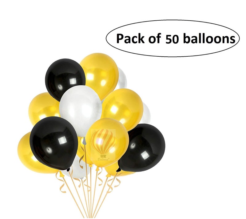 HK balloons Paper 1st Golden Happy Birthday Decoration Item For Girls Kids Boys Happy Birthday Banner,Gold White Black Balloons,Birthday Decoration Backdrop Kit Set Combo, 60 Pcs - Image 3