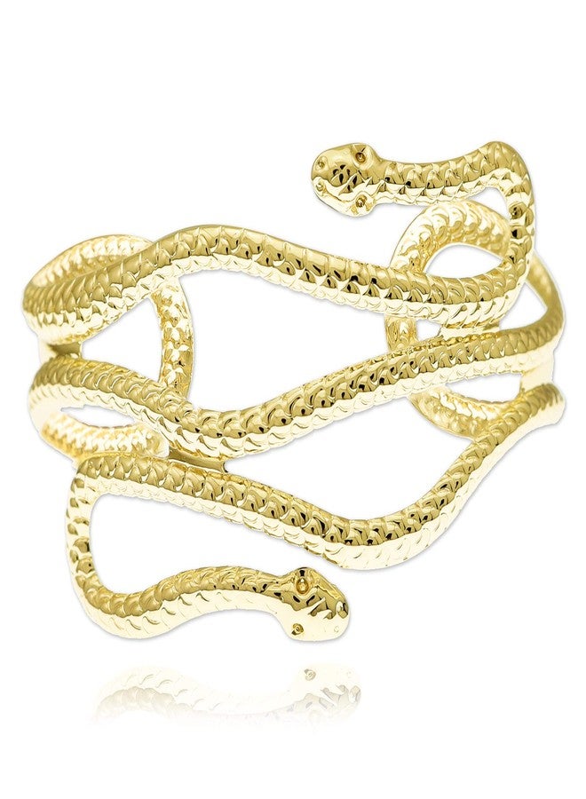 RechicGu Golden Color Chic Egypt Cleopatra Swirl Snake Arm Cuff Armlet Armband Open Bangle Bracelet - Image 1