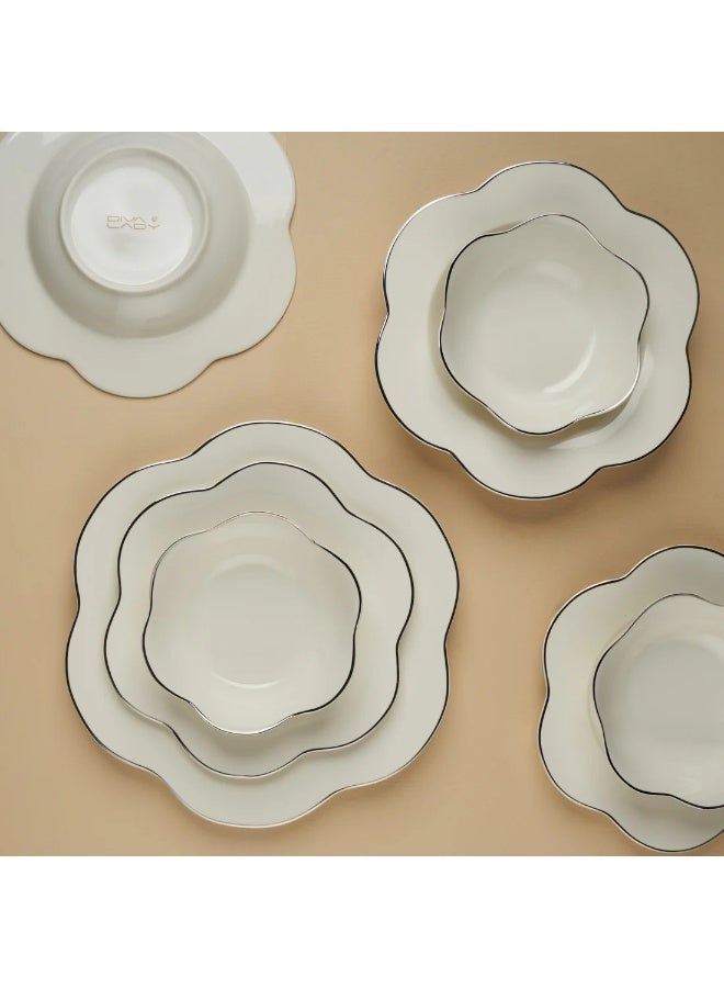 ديفا ليدي طقم سفرة بورسلان فاخر بحواف سوداء أنيقة – 24 قطعة تكفي 6 أشخاص من DIVA LADY - Image 1