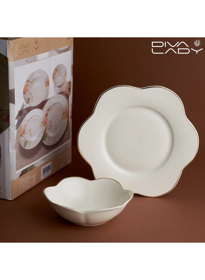 ديفا ليدي طقم سفرة بورسلان فاخر بحواف سوداء أنيقة – 24 قطعة تكفي 6 أشخاص من DIVA LADY - Image 3