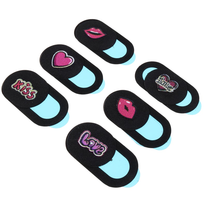 6PCS/Set Cover Slide Lip Heart Pattern Laptop Webcam Slide Cover - Image 1