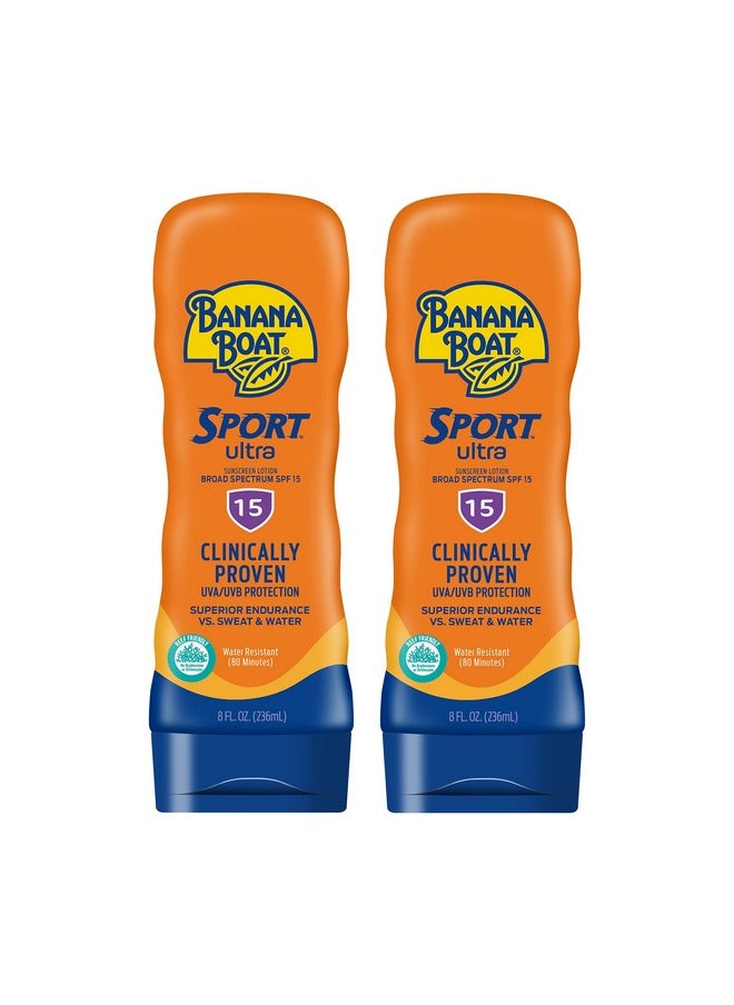 BANANA BOAT Banana Boat Sport Ultra Spf 15 Sunscreen Lotion 8Oz ; Banana Boat Sunscreen Spf 15 Lotion Oxybenzone Free Sunscreen Sunblock Lotion Sunscreen Banana Boat Lotion Spf 15 8Oz Each Twin Pack  - Image 1
