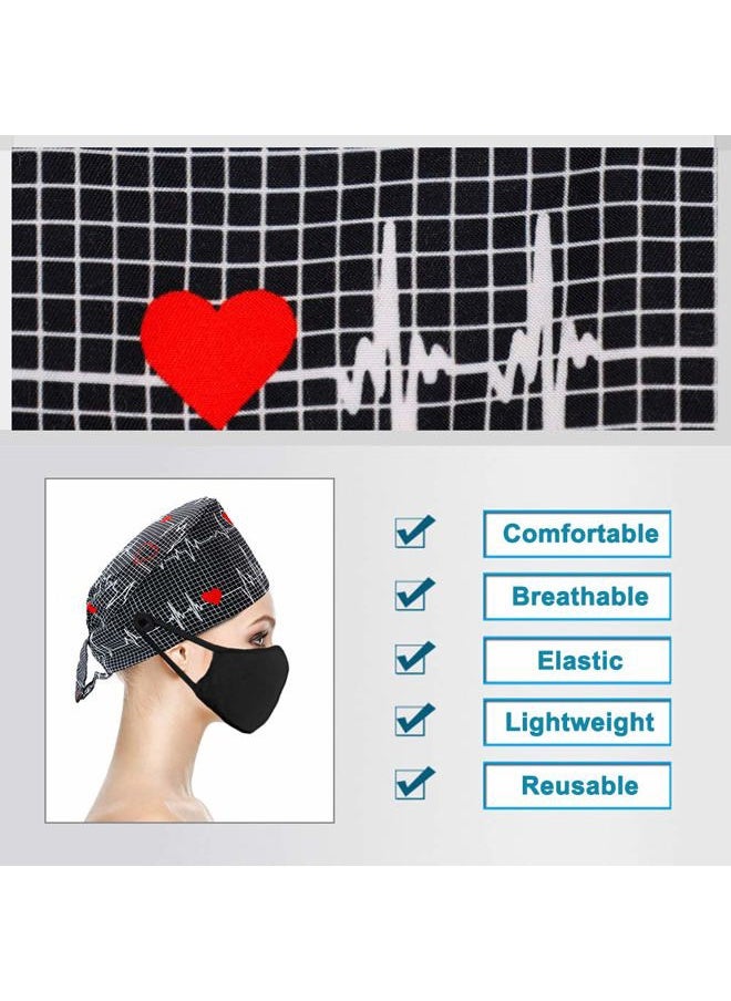 LUCKYBUNNY - 3PCS Cute Teeth Working Cap with Button, Women Men Breathable Lace Up Sweatband Work Hat Hair Cover (Tooth & Toothbrush) - Image 1