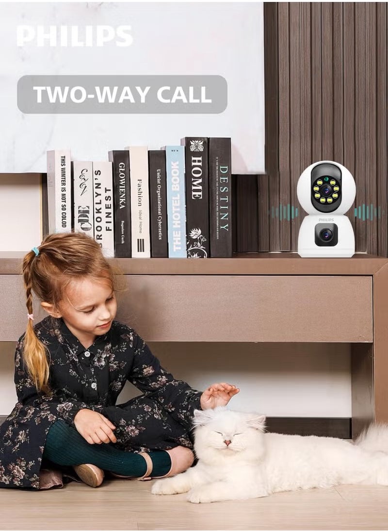 Philips Security Camera Dual camera 1080P WiFi Indoor Outdoor Home for Camera Baby Elderly Monitor Motion Detection Remote Alarm Smart Tracking Two-Way Audio Night Vision App Cloud