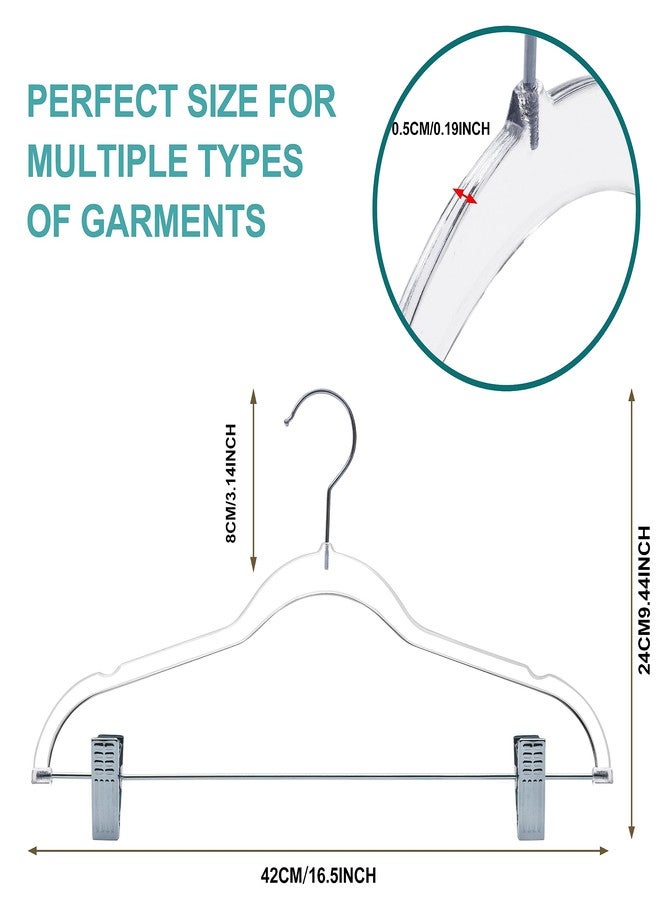 Quality Hangers Clear Plastic Pants with Clips 20 Pack | Heavy Duty Skirt Swivel Hook and Notches | Space Saving Acrylic Clip for Pants | Suitable for All Clothing | 16.5 Inch (Clear, 20) - Image 5
