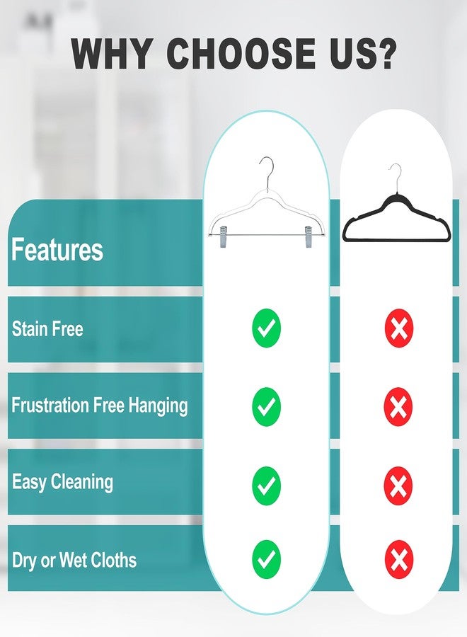 Quality Hangers Clear Plastic Pants with Clips 20 Pack | Heavy Duty Skirt Swivel Hook and Notches | Space Saving Acrylic Clip for Pants | Suitable for All Clothing | 16.5 Inch (Clear, 20) - Image 4