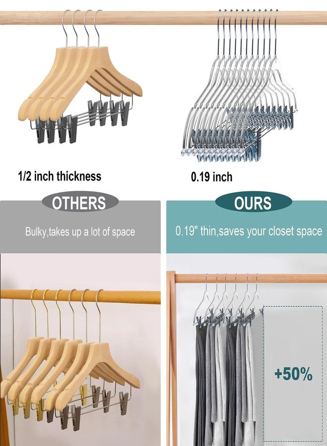 Quality Hangers Clear Plastic Pants with Clips 20 Pack | Heavy Duty Skirt Swivel Hook and Notches | Space Saving Acrylic Clip for Pants | Suitable for All Clothing | 16.5 Inch (Clear, 20) - Image 3