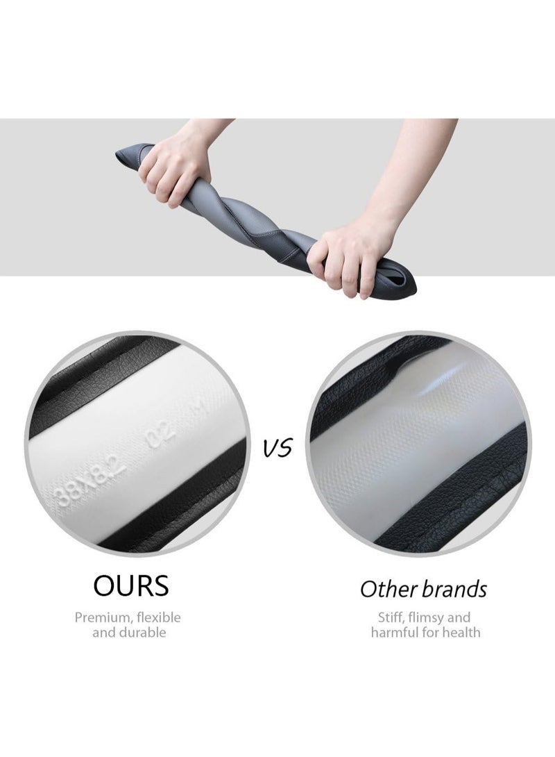 بوانيرت غطاء عجلة قيادة من الجلد الرياضي 37 إلى 39 سم عالمي، مبطن وناعم الملمس، قابل للتهوية، مناسب للسيارات والشاحنات والسيارات الرياضية متعددة الاستخدامات والجيب، مضاد للانزلاق وعديم الرائحة، باللونين الأسود والرمادي - Image 4