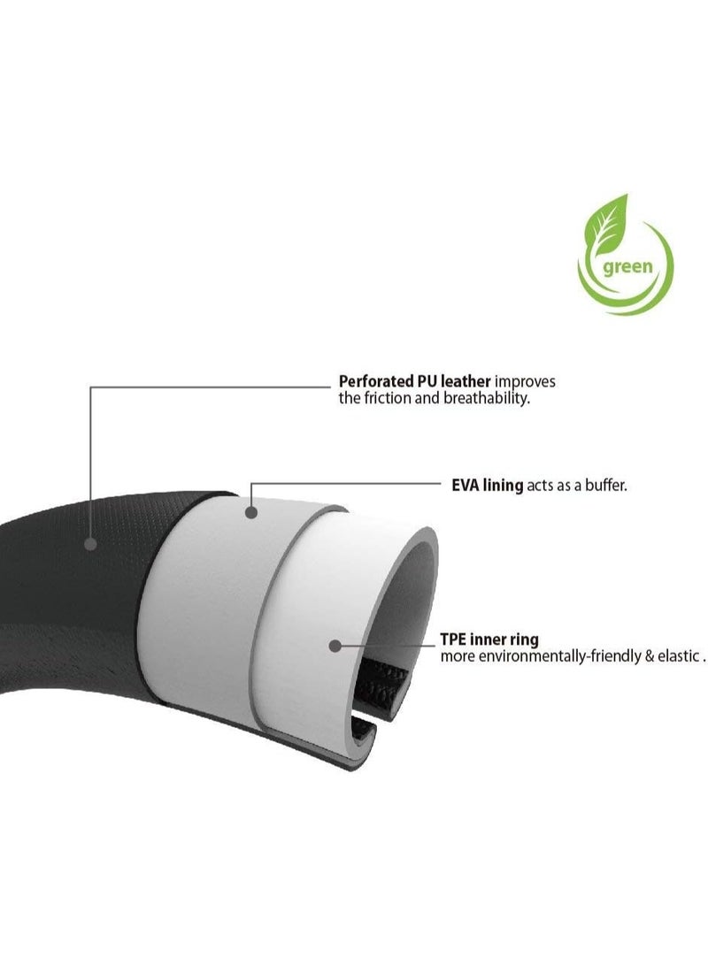 بوانيرت غطاء عجلة قيادة من الجلد الرياضي 37 إلى 39 سم عالمي، مبطن وناعم الملمس، قابل للتهوية، مناسب للسيارات والشاحنات والسيارات الرياضية متعددة الاستخدامات والجيب، مضاد للانزلاق وعديم الرائحة، باللونين الأسود والرمادي - Image 5
