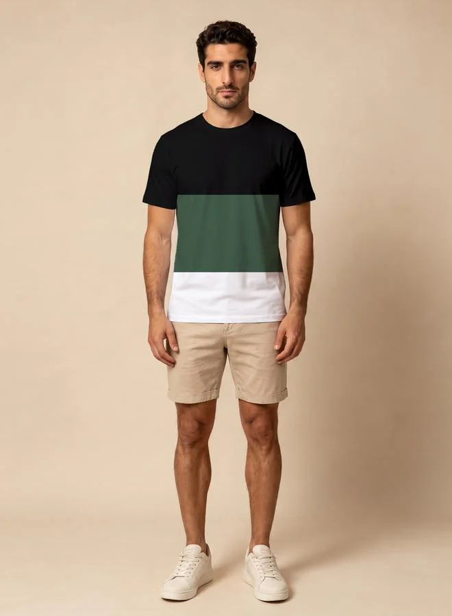 Take Two Men Color Block Round-Neck Short-Sleeve T-Shirt