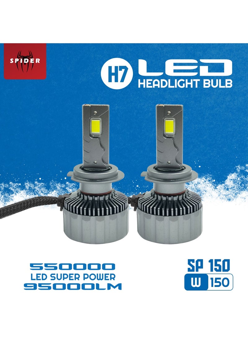 SPIDER - Car LED Headlight Bulb H7 Canbus Car Head Light Bulb 550000 LED Super Power 95000LM SP150 W150 NEW SPIDER PLUS - Image 1