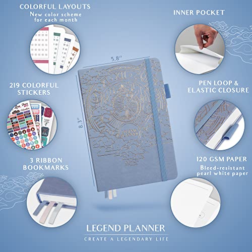 Legend Planner Legend Weekly Colorful Planner 2nd Edition – Undated Life & Work Agenda Journal for Time Management, Goal Setting, Productivity, Tasks & To Do Lists – A5 size, 5.8 ″ x 8.3″, Hardcover – Periwinkle - Image 2