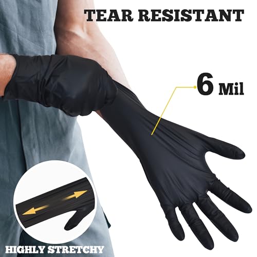 TitanFlex Disposable Nitrile Exam Gloves, 6-mil, Black, XL 100-ct Box, Heavy Duty, for Cooking, Mechanics, Latex Free, Food Safe Rubber for Food Prep - Image 2