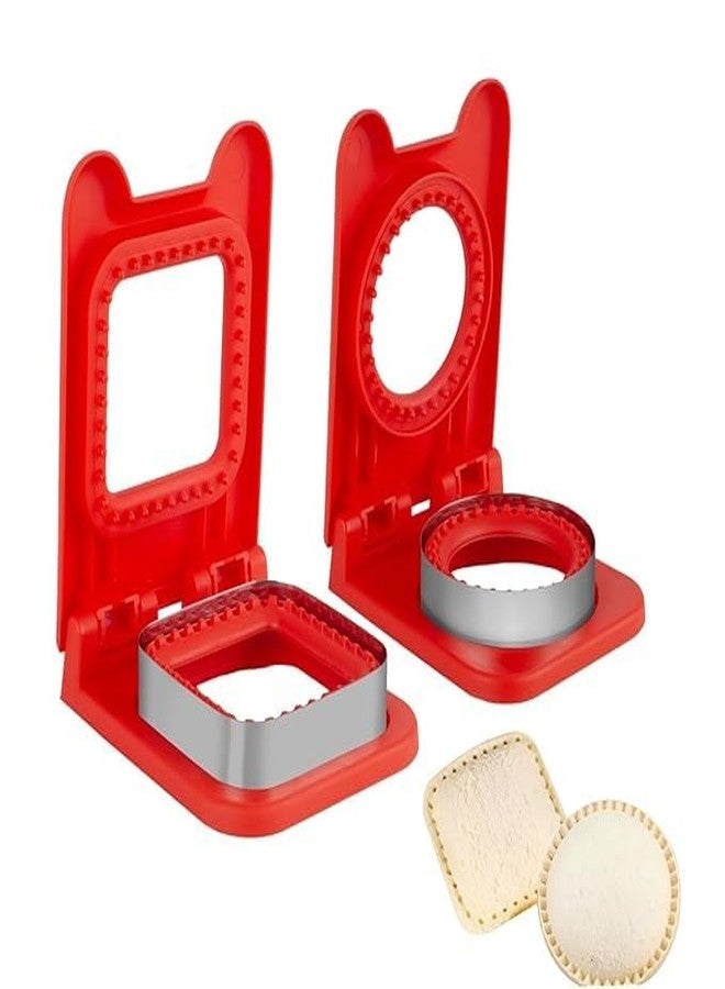 CRENTROVA Sandwich Cutter and Sealer – Bread Cutter for Kids Lunch, DIY Sandwich Maker Tool, Food-Grade Plastic & Stainless Steel Edges, Easy Press Sandwich Crust Cutter Square+Round (Combo) - Image 1