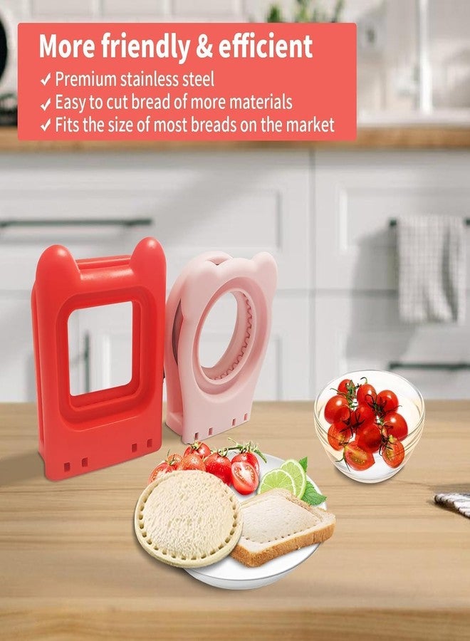 CRENTROVA Sandwich Cutter and Sealer – Bread Cutter for Kids Lunch, DIY Sandwich Maker Tool, Food-Grade Plastic & Stainless Steel Edges, Easy Press Sandwich Crust Cutter Square+Round (Combo) - Image 2