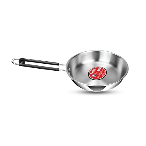Camro Triply Artisian Mini Fry Pan 500 ML | FryPan Induction Bottom Deep Fry Pan Steel Stainless Induction Base | Fryer Cookwear Frying | Gas Induction Stovetop, Friendly Compatible - Image 1