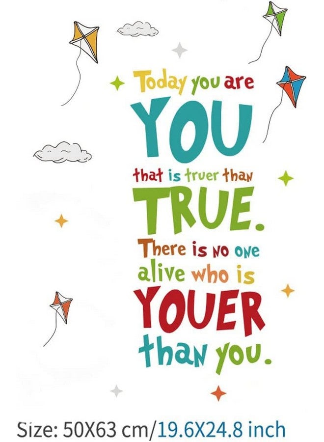 ADECNS Today You are You That is Truer Than True Wall Stickers Inspirational Wall Decals Quotes Saying for Nursery Kids Bedroom Classroom Inspirational Wall Decor - Image 2