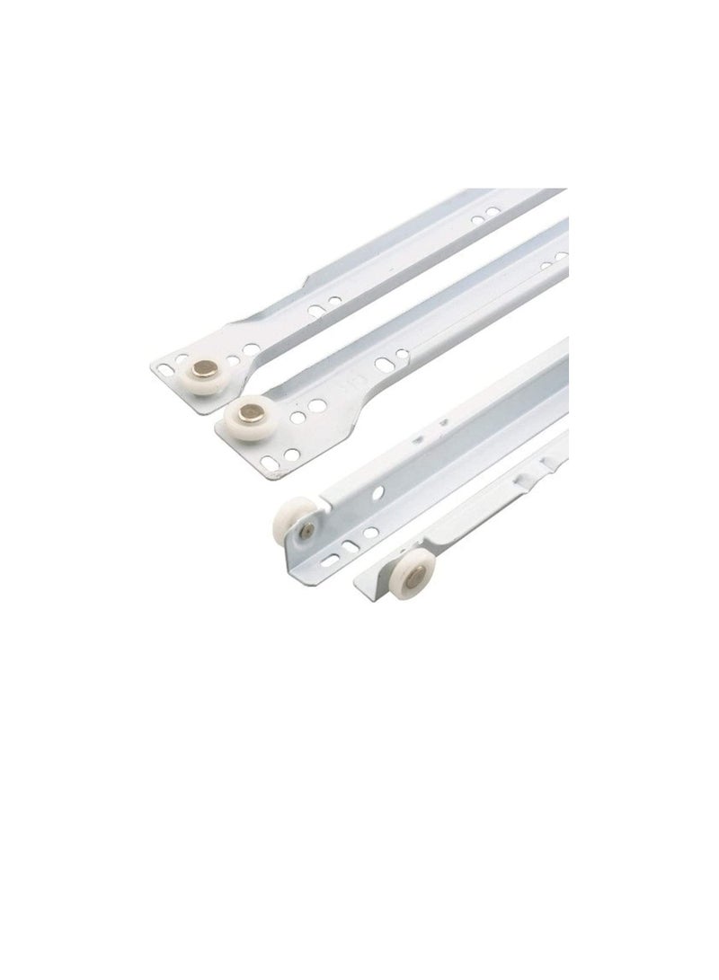Robustline Roller Wheel Cabinet Drawer Keyboard Slide Glide Runner 2 Pairs (1.0mm Thickness), Heavy duty drawer slides (20") - Image 1