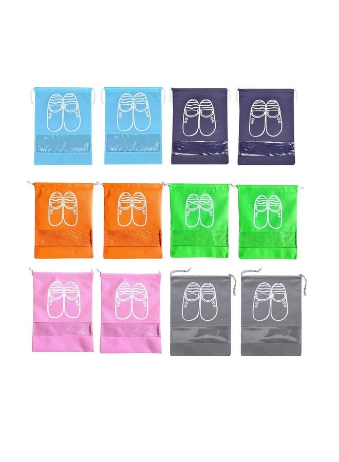 Lify حقائب أحذية سفر محمولة من ليفي - منظم أحذية لتوفير المساحة - ألوان أزرق مائي، أزرق داكن، أخضر، رمادي، برتقالي ووردي 16 × 12 بوصة - عبوة مكونة من 12 قطعة - Image 1