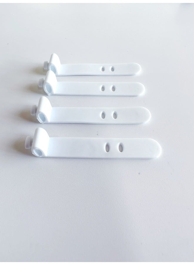 إسكدنيا رباط كابل بيانات بفتحتين وثلاث فتحات وحزام تخزين لسماعات الأذن ورباط من السيليكون وكابل شحن ولف وشريط كابل - اللون: أبيض (مشبك بيضاوي بفتحتين 64 مم) - Image 1