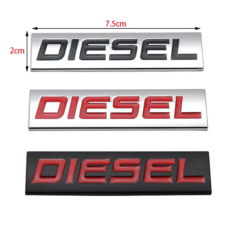 Automaze Diesel Emblem 3D Metal Car Badges Emblems Trunk Rear Fender Emblem compataibe with Tailgate Side Sticker Badge Car Decals (Chrome Color) (Chrome-Red) - Image 3