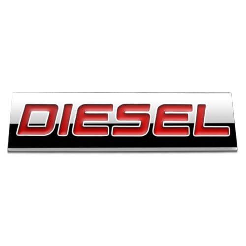 Automaze Diesel Emblem 3D Metal Car Badges Emblems Trunk Rear Fender Emblem compataibe with Tailgate Side Sticker Badge Car Decals (Chrome Color) (Chrome-Red) - Image 1