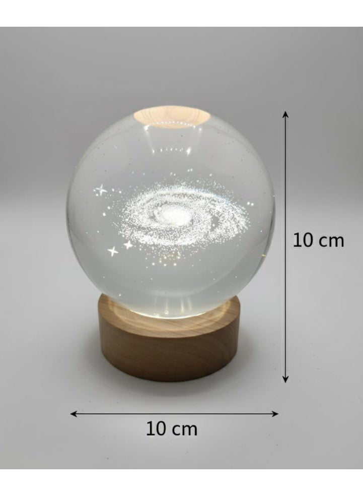 Spaceshoop 3D Crystal Ball Night Light Milky Way Glass Galaxy Planet Lamp With USB Transparent - Image 2