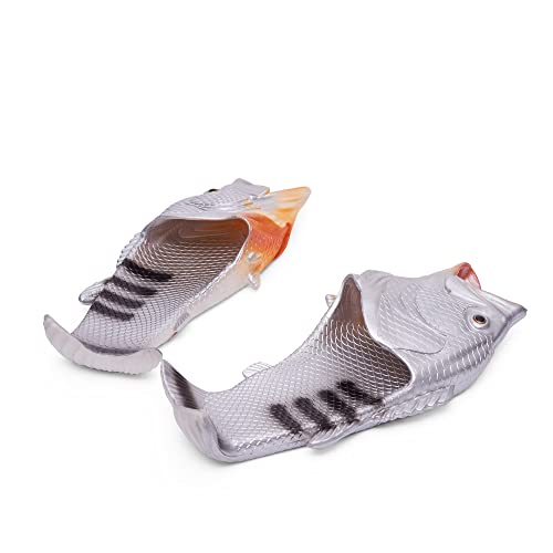 Coddies Fish Flip Flops - The Original Fish Slippers - Christmas Gift, Unisex Sandals, Bass Slides, Pool, Beach & Fishing Shoes (Silver | 7-8 Men | 9-10 Women | EU 40-41) - Image 2