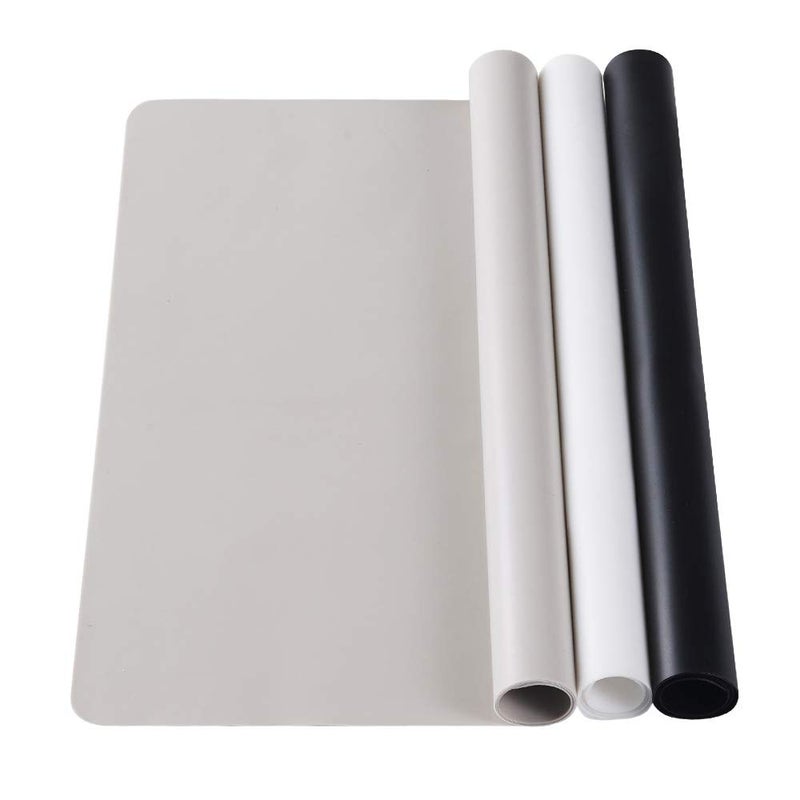 TDHDIKE 3 Pack Silicone mat Large Silicone Sheets for Crafts, Liquid, Resin Jewelry Casting Molds Mat, Silicone Placemat 15.7” x 11.8” (Black & Gray & Beige) - Image 1