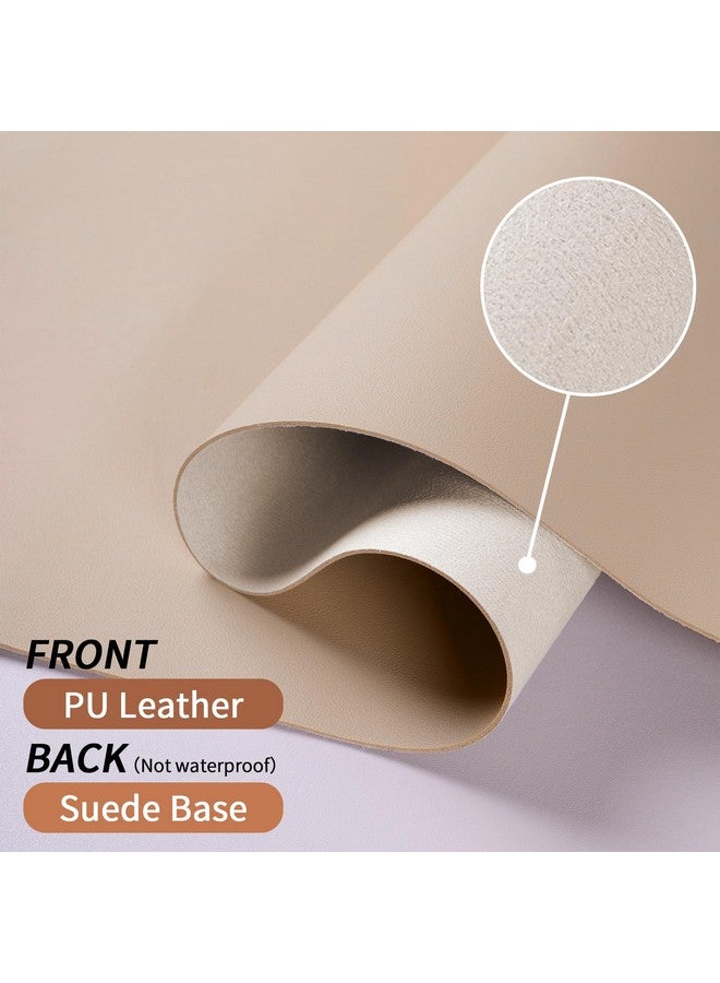 بلوس وسادة مكتب من الجلد اللامع ومسند معصم لوحة المفاتيح، وسادة ماوس كبيرة + وسادة لوحة مفاتيح + دعم معصم الماوس، واقي حصيرة مكتب غير قابل للانزلاق للمكتب والمنزل (35.4 × 15.7 بوصة، بيج) - Image 5