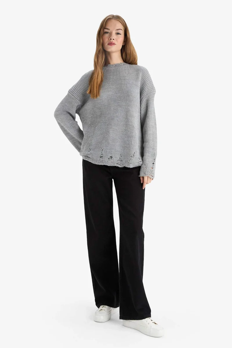 ديفاكتو Overshirt Fit Crew Neck Pullover