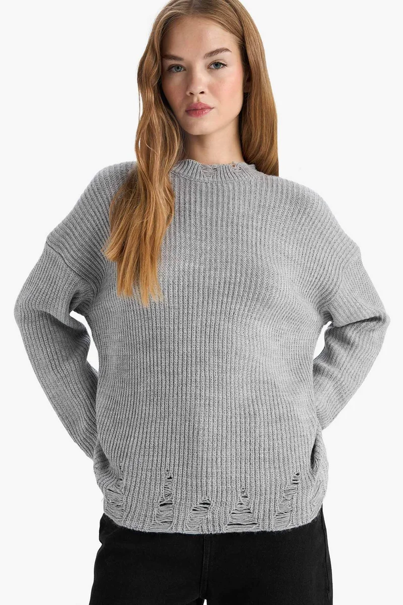 ديفاكتو Overshirt Fit Crew Neck Pullover