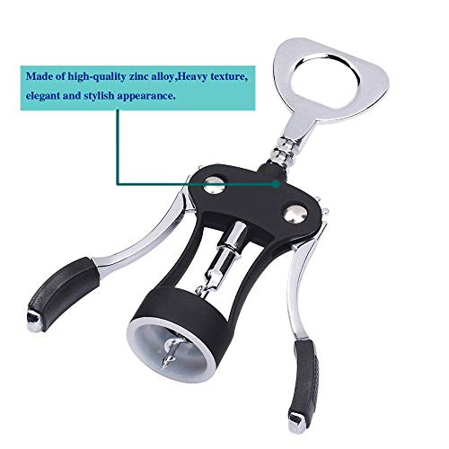 ilyever Wing Corkscrew,Ilyever Premium Wine Opener with Bottle Stopper,Multifunctional Corkscrew Wine Cork Opener Bottler Opener Remover for Home, Kitchen,Restaurant,Party and as Gift,Black - Image 3