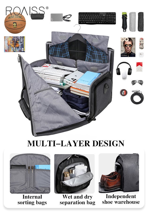 roaiss Large Capacity Outdoor Travel Bag Portable Suit Garment Storage Bag Foldable Business Luggage Bag with Multifunctional Organizer Suitable for Carrying and Storing Travel Essentials - Image 5