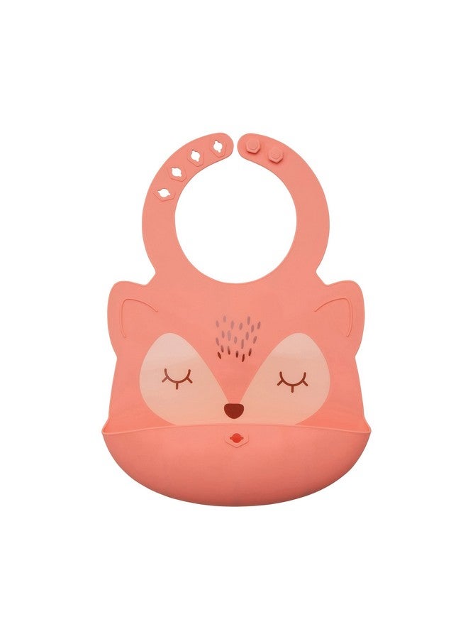 Tiny Twinkle Roll-Up Silicone Bib - Soft, Durable, Easy Clean Waterproof Silicone Bibs With Food Catcher (Coral, Infant)  - Image 1