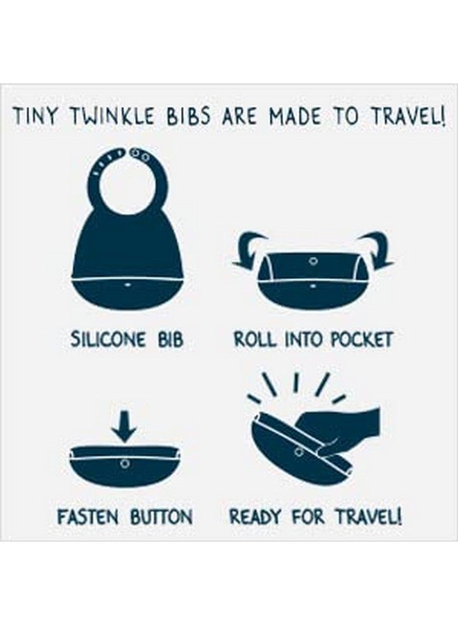 Tiny Twinkle Roll-Up Silicone Bib - Soft, Durable, Easy Clean Waterproof Silicone Bibs With Food Catcher (Coral, Infant)  - Image 5