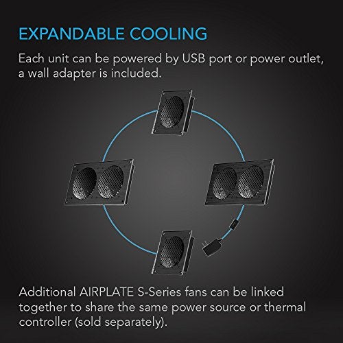 AC Infinity AIRPLATE S9, Quiet Cooling Fan System 18" with Speed Control, for Home Theater AV Cabinet Cooling - Image 5