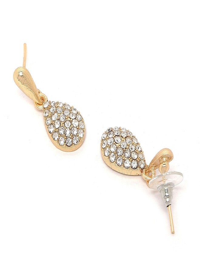 KENNICE Gold-Plated Cubic Zirconia Studded Teardrop Shaped Necklace With Earrings Jewellery Set For Girls and Women - Image 3