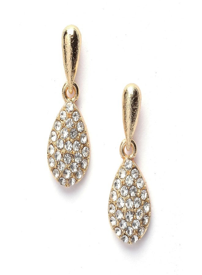 KENNICE Gold-Plated Cubic Zirconia Studded Teardrop Shaped Necklace With Earrings Jewellery Set For Girls and Women - Image 4