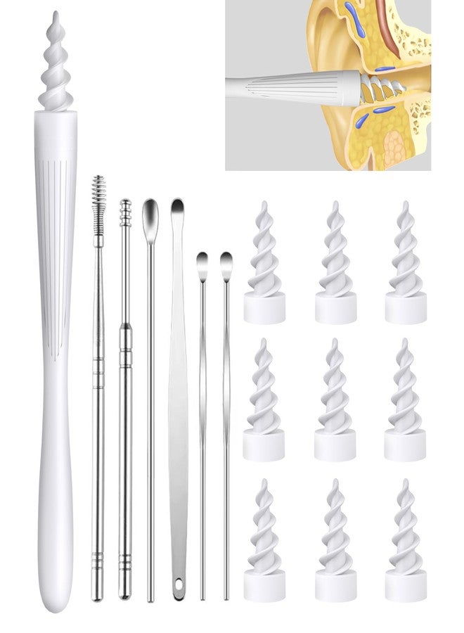 Toeah Ear Wax Removal Tool, Ear Wax Removal Reusable and Washable Replacement Soft Silicone Tips for Cleaner Earwax, Ear Wax Removal Kit Contains 7 Types of Ear Cleaner Tools (White) - Image 1