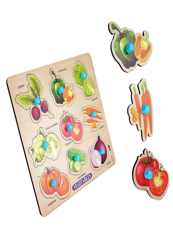 RPC99 Kids Montessori Educational Game of Vegetable Name on Wooden Board - Image 1