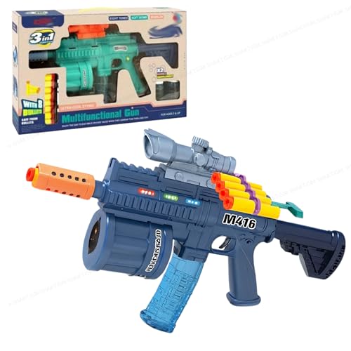 SHAKTISM بندقية ألعاب متعددة الوظائف SHAKTISM M416 3 في 1، تركواز، تعمل بالبطارية مع فقاعة، تأثيرات ضوئية وصوتية، مناسبة للأعمار 3+ (توزيع لون عشوائي) - Image 5