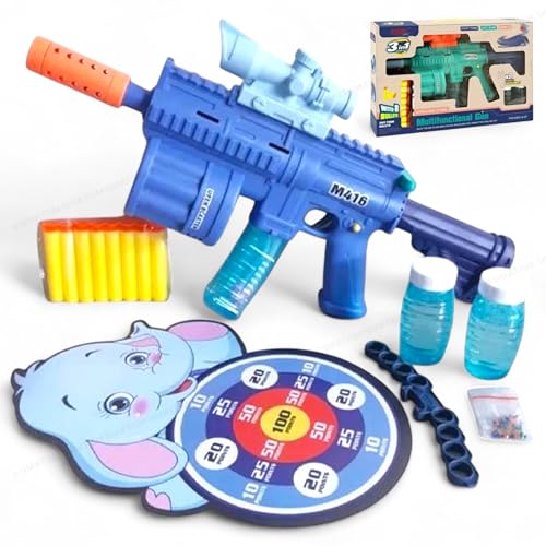 SHAKTISM بندقية ألعاب متعددة الوظائف SHAKTISM M416 3 في 1، تركواز، تعمل بالبطارية مع فقاعة، تأثيرات ضوئية وصوتية، مناسبة للأعمار 3+ (توزيع لون عشوائي) - Image 1