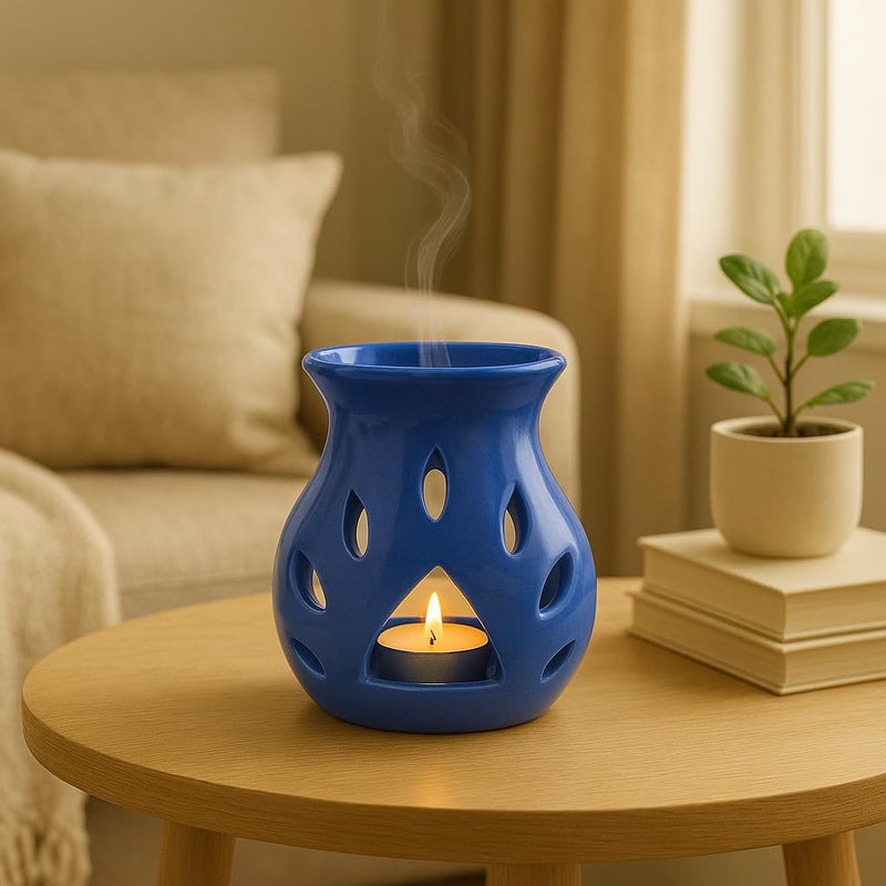 AURA DECOR AuraDecor Aroma Oil Diffuser Burner for Home Decor and Fragrance Diffuser with 15 ml Oil and 1 Tealight Candle (Blue, Medium) - Image 5