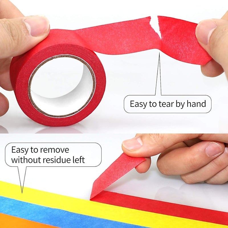 HZYH 6 Rolls Colored Masking Tape Set, Rainbow Crepe Paper Tape for Kids and  Adults - Image 3