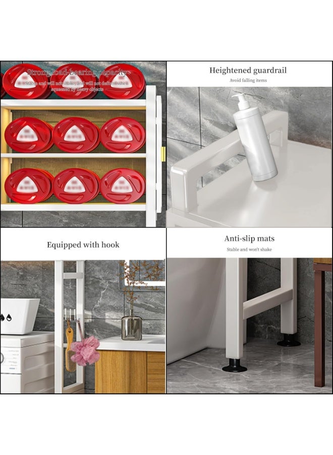 XiuWoo 2 Shelves Drum Washing Machine Rack, Bathroom Corner Stand Storage Organizer Accessories, Free Standing Over Washing Machine Rack, Laundry Shelf, Toilet Storage Cabinet  for Space Saver wih Door - Image 2